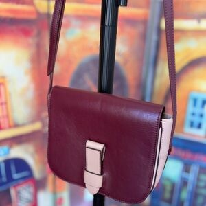 Banana Republic Two-Tone Leather Crossbody - Burgundy & Blush